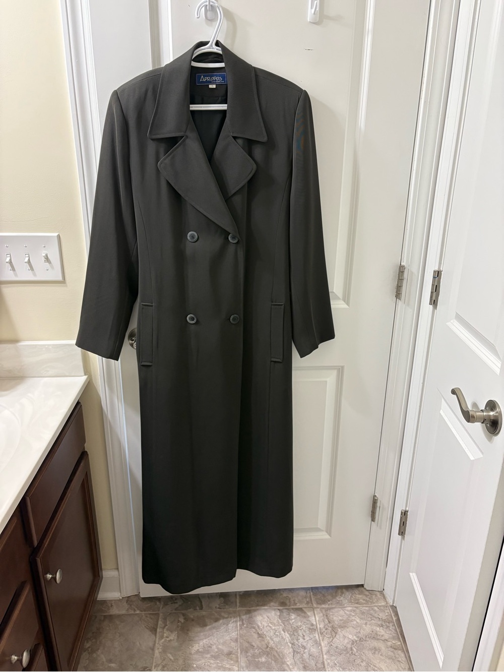 Apropos Long Double-Breasted Trench Coat
